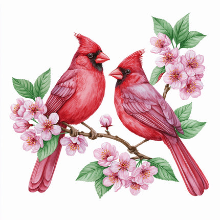 two cardinals fabric panel
