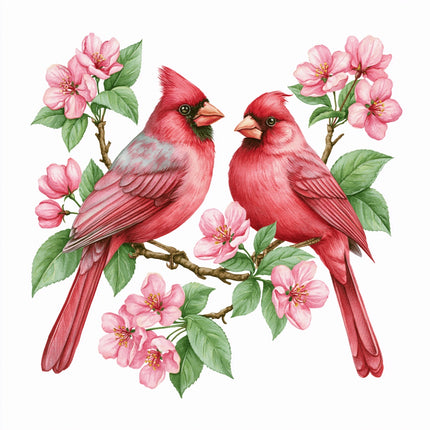 two cardinals fabric panel