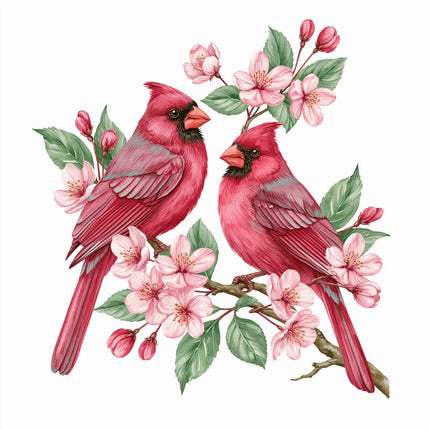 two cardinals fabric panel