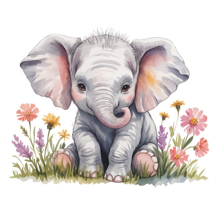 floral elephant fabric panel
