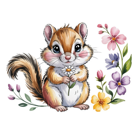 floral chipmunk fabric panel