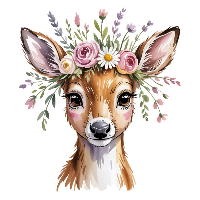 floral deer fabric panel