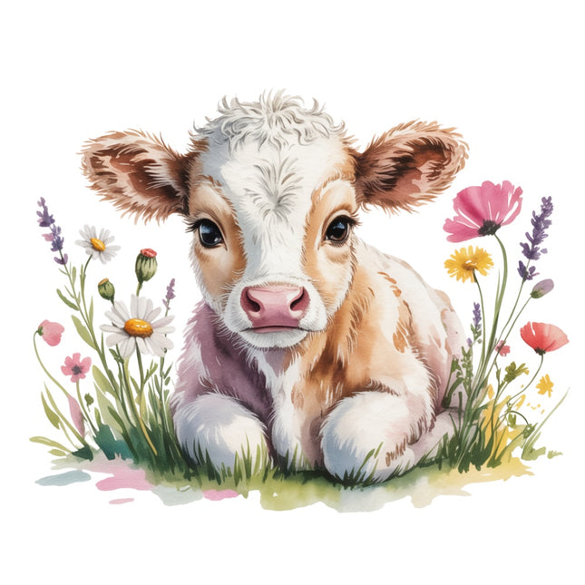 floral cow fabric panel