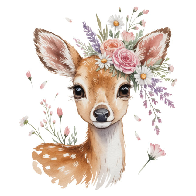 floral deer fabric panel