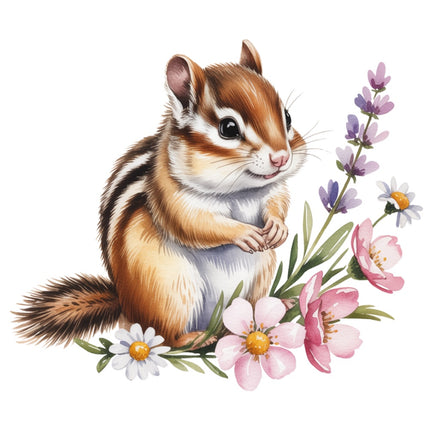 floral chipmunk fabric panel