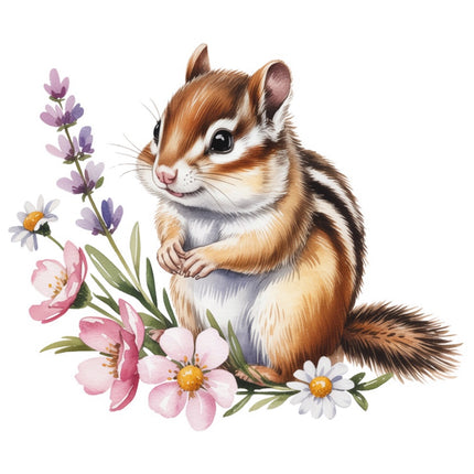 Chipmunk 100% Cotton Fabric Panel Block Quilt Square FLIP-AQ8023