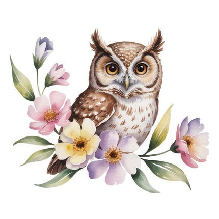 floral owl fabric panel