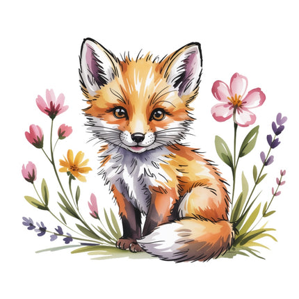 floral fox fabric panel