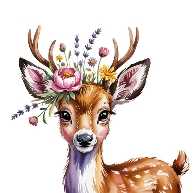 floral deer fabric panel