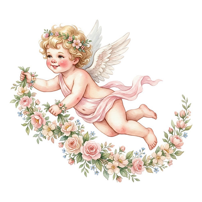 Angel Cherub 100% Cotton Fabric Panel Block Quilt Square FLIP-AQ8042