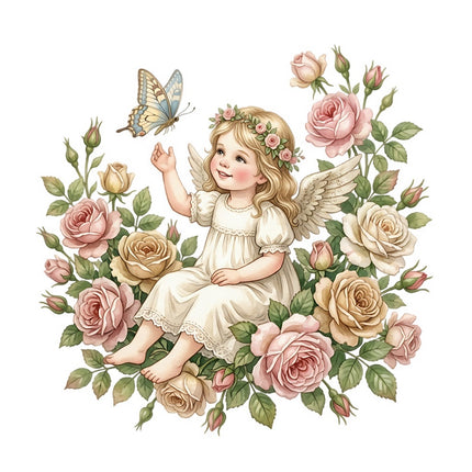 Angel & Butterfly 100% Cotton Fabric Panel Block Quilt Square FLIP-AQ8052