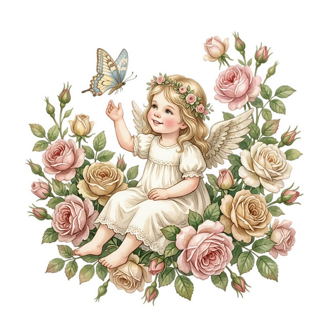 Angel & Butterfly 100% Cotton Fabric Panel Block Quilt Square FLIP-AQ8052