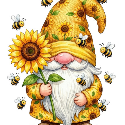 sunflower gnome fabric panel