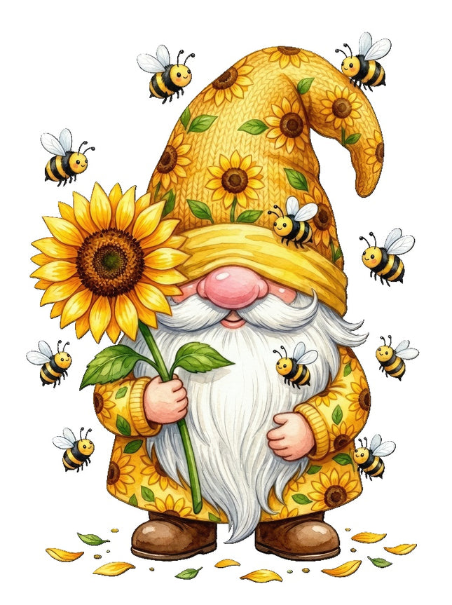 sunflower gnome fabric panel