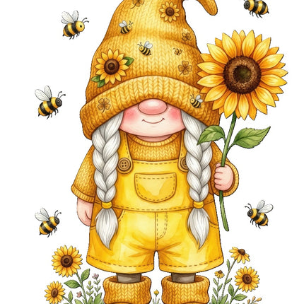 sunflower gnome fabric panel