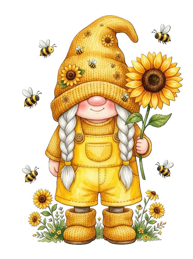 sunflower gnome fabric panel