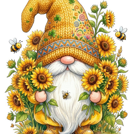 sunflower gnome fabric panel
