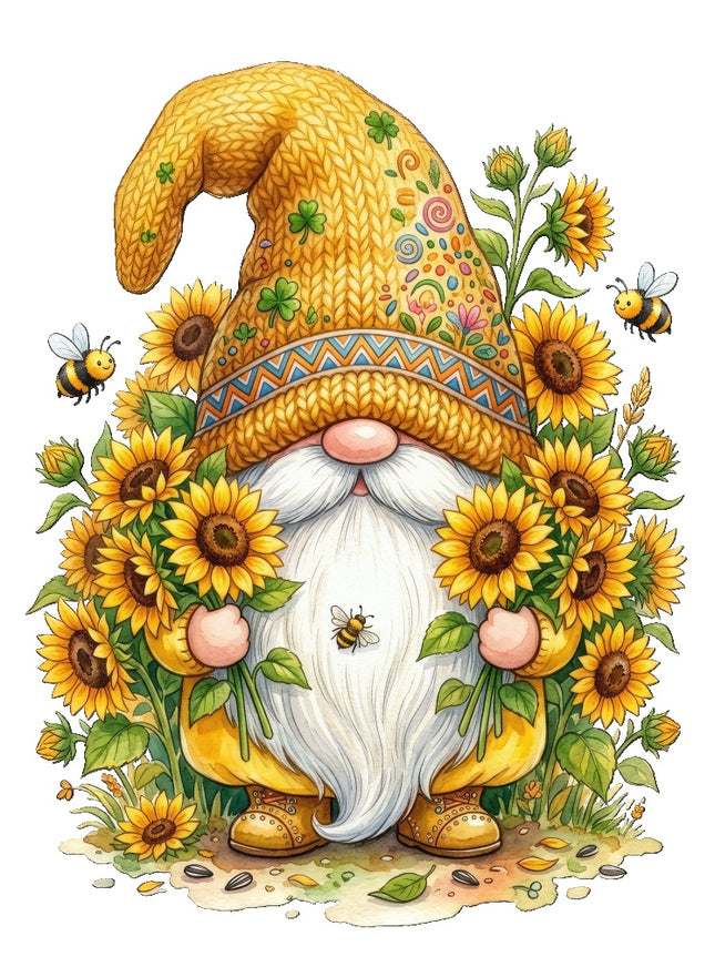 sunflower gnome fabric panel