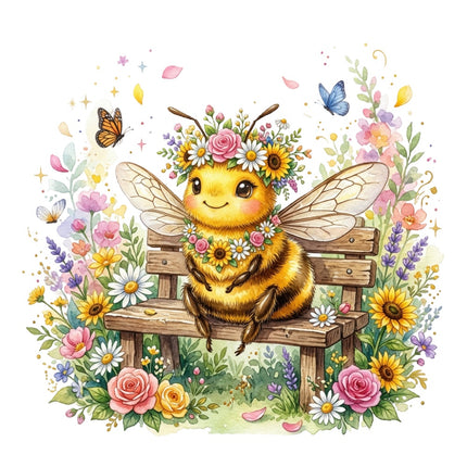 floral bee fabric panel