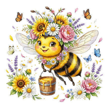 floral bee fabric panel