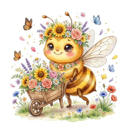 floral bee fabric panel