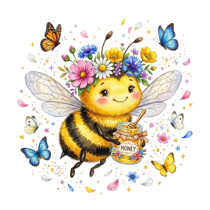 floral bee fabric panel