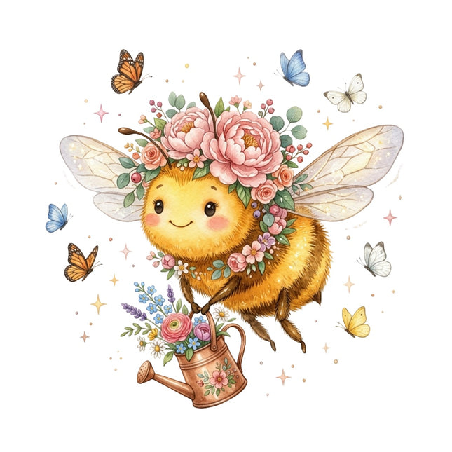 floral bee fabric panel