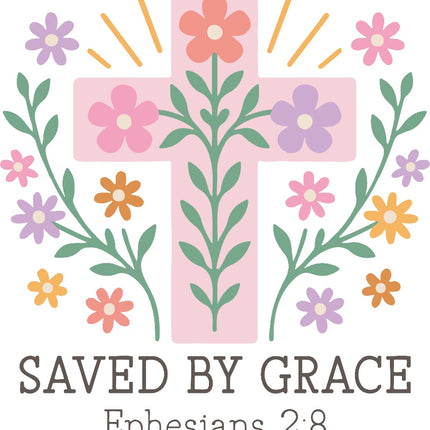 Ephesians 2:8 Saved by Grace 100% Cotton Fabric Panel Block AR131