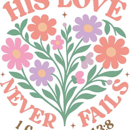 His Love Never Fails 100% Cotton Fabric Panel Block AR156