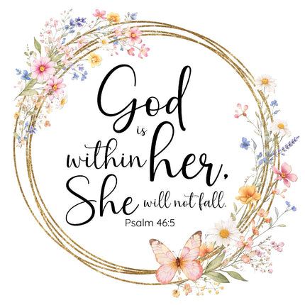 Psalm 46:5 Scripture 100% Cotton Fabric Panel Block AR160