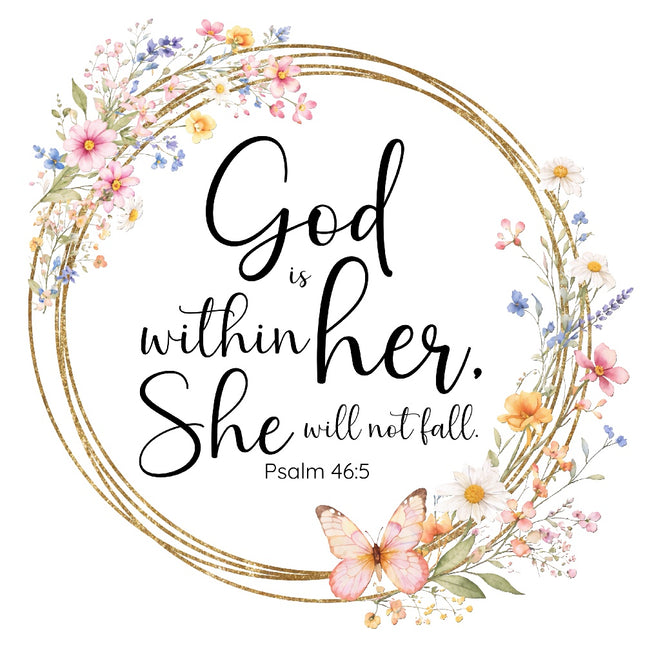 Psalm 46:5 Scripture 100% Cotton Fabric Panel Block AR160