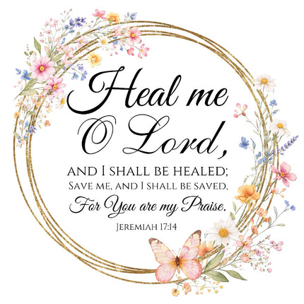 Jeremiah 17:14 Scripture 100% Cotton Fabric Panel Block AR161