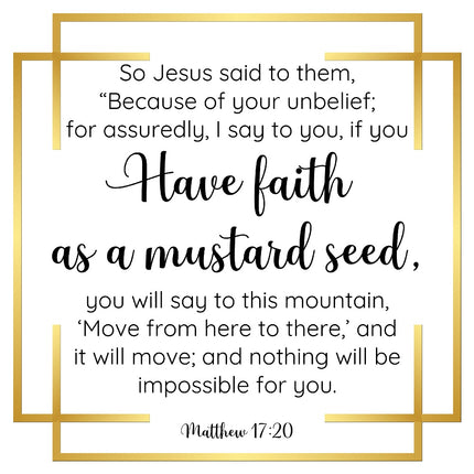 Matthew 17:20 Scripture 100% Cotton Fabric Panel Block AR167