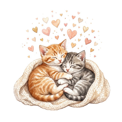 hugging kittens fabric panel