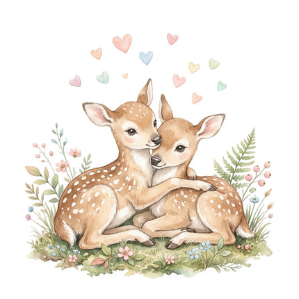 hugging deer fabric panel