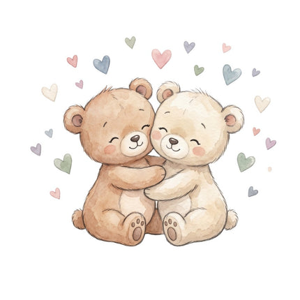 hugging teddy bears fabric panel