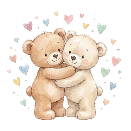 hugging teddy bears fabric panel