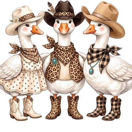cowboy geese fabric panel