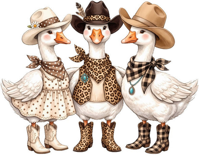 cowboy geese fabric panel
