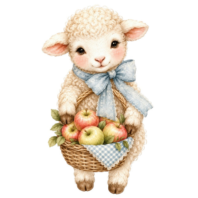 lamb with apples fabric panel