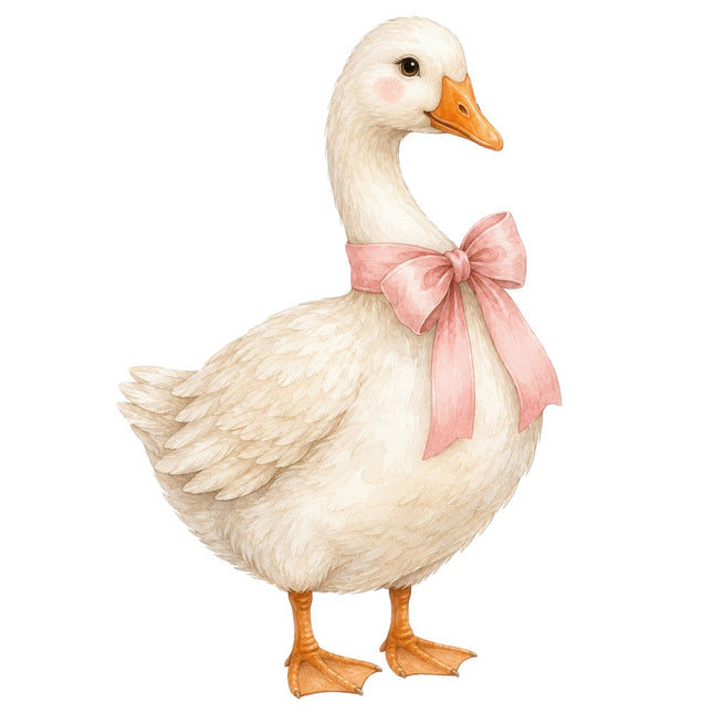 goose with pink bow fabric panel