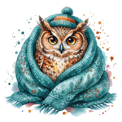 winter owl fabric panel