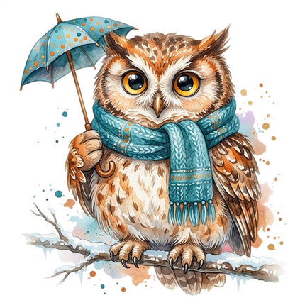 owl wearing scarf fabric panel
