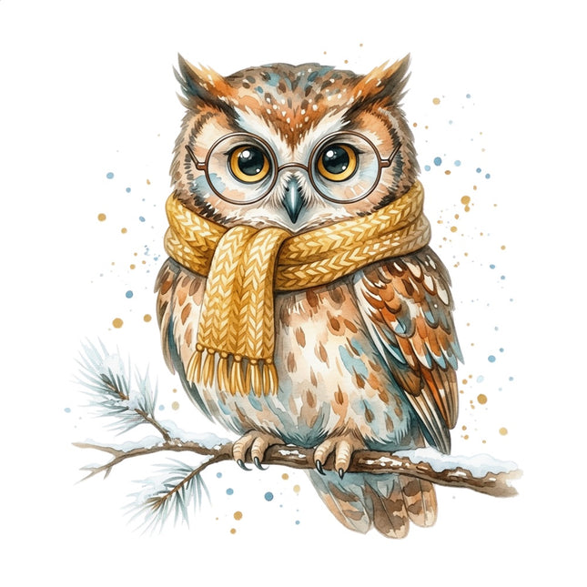 owl wearing scarf fabric panel
