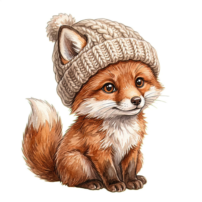 fox wearing hat fabric panel