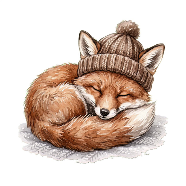 winter baby fox fabric panel