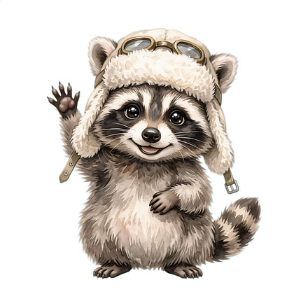 winter raccoon fabric panel