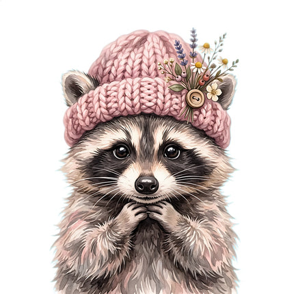 winter raccoon fabric panel