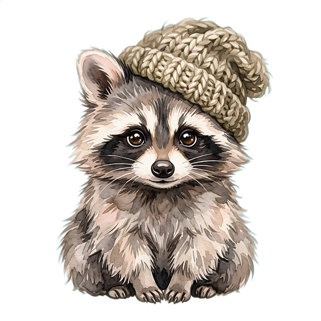 winter raccoon fabric panel