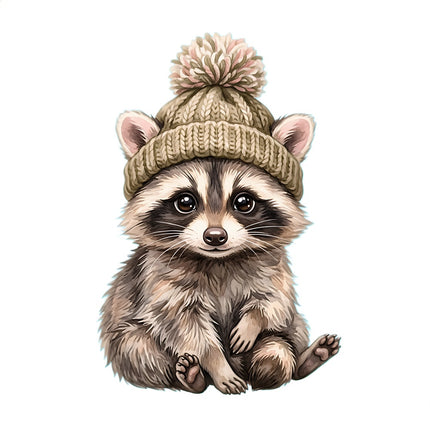 winter raccoon fabric panel